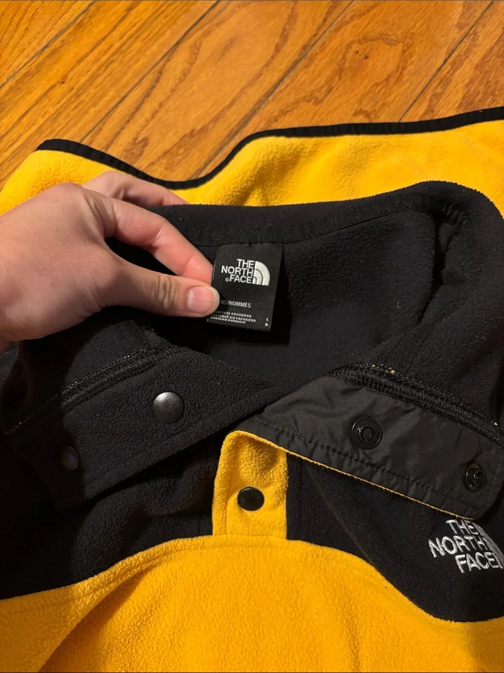 The North Face Men’s Yellow and Black Snap-Front Fleece Pullover